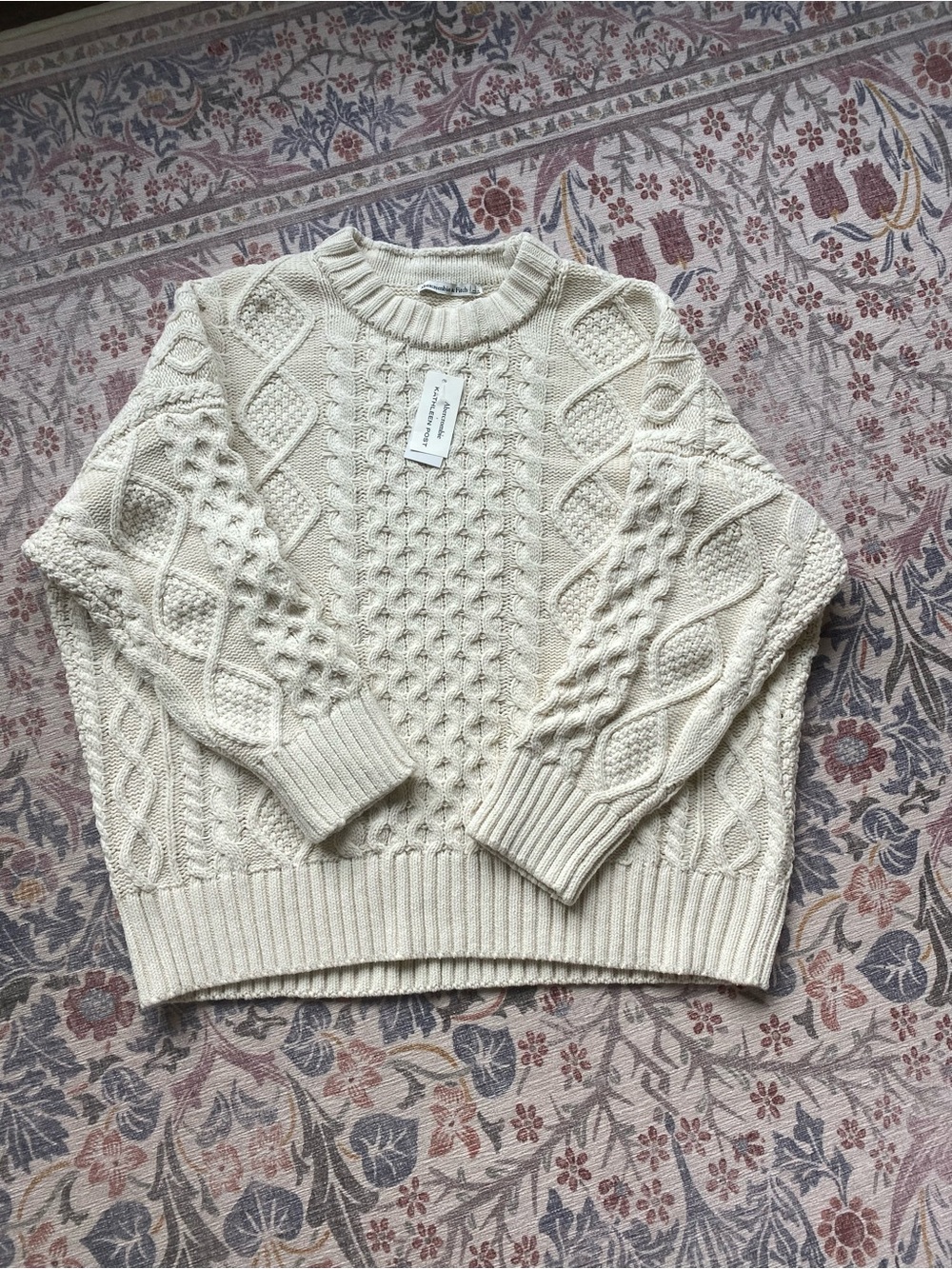 NWT Abercrombie Kathleen Post Cable Knit Crewneck Sweater